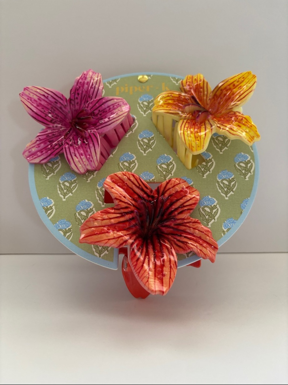 Piper-K Tropical Flower Claw Clips Trio